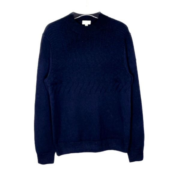 Club Monaco Other - Men's Club Monaco Italian 100% Wool Mock Neck Navy Textured Crew Neck Sweater M